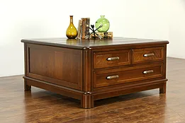 Cherry Vintage Coffee Table, SIx Drawers, Signed Drexel Heritage #34251