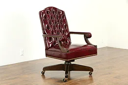 Tufted Red Leather Swivel Adjustable Desk Chair, Harden 1986 #34293