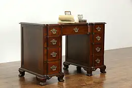 Traditional Walnut Vintage Block Front Library Desk #33922