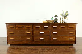 Oak & Pine Antique 14 Drawers Drug Store Counter or Kitchen Island #33967