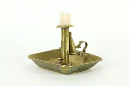 Brass Antique Chamber Stick, Candle Holder and Snuffer #34161