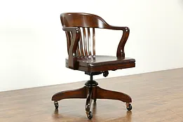 Oak Quarter Sawn Swivel Adjustable Library or Office Desk Chair, Taylor #34269