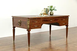 French Empire Antique Desk, Bronze Mounts, Tooled Leather, Secret Drawer #33743