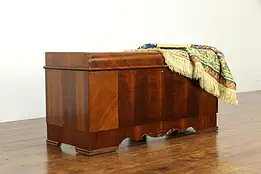 Art Deco Waterfall Design 1930's Vintage Cedar Lined Lane Blanket Chest #34290