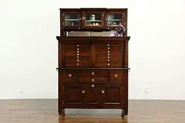 Oak Dentist 1900 Antique Dental, Jewelry or Collector Cabinet, American #33944