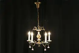 Capodimonte Porcelain Flowers Vintage Chandelier, 5 Candles #34438