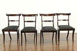 Set of 4 Antique 1830 Saber Leg Rosewood Dining or Game Chairs #34627