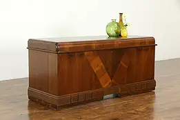 Art Deco Waterfall Vitnage Walnut & Mahogany Cedar Chest Cavalier #33558