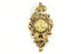 Carved Gold Baroque Swedish Vintage Wall Clock, Westerstrand Toreboda #33582