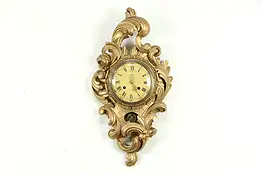 Carved Gold Baroque Swedish Vintage Wall Clock, Westerstrand Toreboda #33582