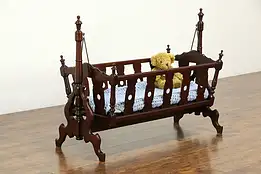 Victorian Antique Carved Walnut Baby Rocking Cradle #34316