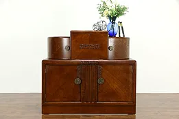 Art Deco Matched Oak English Vintage Bar Cabinet & Desk #34727