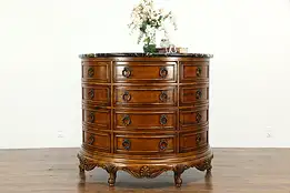 Marble Top Demilune Half Round Cherry Dresser or Hall Chest, Sansegal #34964