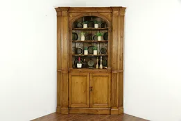 Georgian English Antique 1800 Classical Pine Corner Cupboard or Cabinet #34940