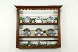 Georgian Antique 1800 English Oak Wall Plate Shelf from Welsh Dresser #35036