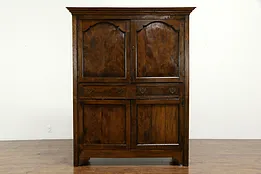French Country Antique 1790 Elm Farmhouse Cupboard, Armoire or Cabinet #34393