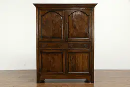 French Country Antique 1790 Elm Farmhouse Cupboard, Armoire or Cabinet #34393