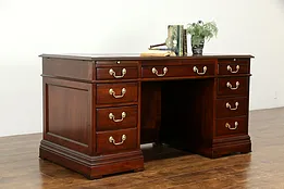 Cherry Vintage Leather Top Office or Library Desk Jasper #35383