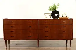 Midcentury Modern 1960 Vintage Danish Teak Wide Chest or Dresser #36413