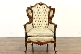 Music Room Vintage Wing Chair Carved Instrument, Birds, Heads, Homer #36872