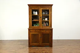 Country Pine Farmhouse Antique 1880 Bookcase, Cupboard or China Cabinet #35509