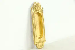 Gold Plated Bronze Antique Recessed Pocket Door Pull, Yale & Towne #35855