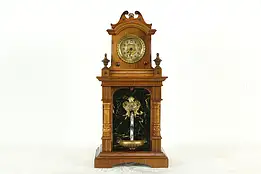 Victorian Antique Walnut German Clock & Waterfall Fountain Mechanism #35439