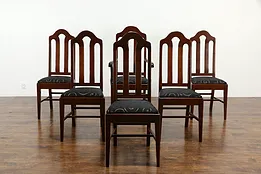 Set of 6 Traditional Antique Mahogany Dining Chairs, New Upholstery #35573