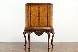Tulipwood & Rosewood Vintage Carved Bar or China Cabinet, Secret Drawer #35645