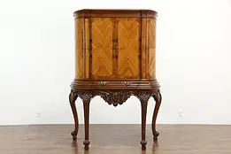 Tulipwood & Rosewood Vintage Carved Bar or China Cabinet, Secret Drawer #35645