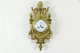 Bronze Case Antique French Wall Clock, Porcelain Dial, Japy Freres #34368