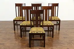 Craftsman Set of 6 Mission Oak Arts Crafts Dining Chairs, Wisconsin #35632