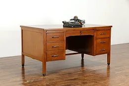 Oak Vintage 5' Office Desk, File Drawer, Pull Out Shelves #35735