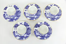 Set of 5 Coalport Blue Willow English Demitasse Coffee Cups & Saucers #36325