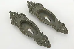 Victorian Antique Pair of Sliding Pocket Door Plates, Finger Recess #36363