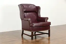 Leather Vintage Wing Chair, Brass Nail Heads, Woodmark Originals #36391