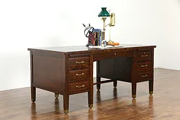 Craftsman Antique Quarter Sawn Oak Office or Library Desk, Commercial #34222