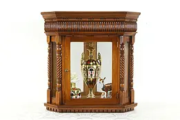 Table Top Antique Scandinavian Mahogany Miniature Corner Display Cabinet #35445