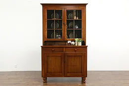Cherry Farmhouse Antique Cupboard Pennsylvania Cabinet, Wavy Glass #36056