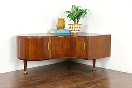 Midcentury Modern 1960 Vintage Danish Corner Coffee Table or Cabinet #36427