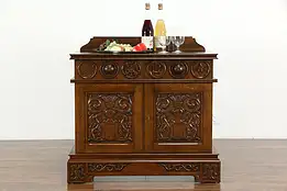 Renaissance Carved Antique Oak Dutch Sideboard, Server, Bar, Hall Console #36448