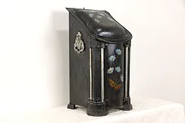 Victorian Antique Hand Painted Fireplace Hearth Coal Hod, Scuttle, Caddy #36087