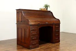 Oak Antique S Shape Roll Top Office Desk, Northwestern of Milwaukee #36406