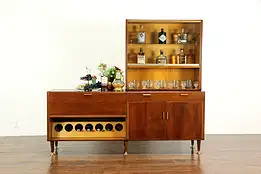 Midcentury Modern 1960 Vintage Walnut Danish Wall Unit, Wine Racks #36438