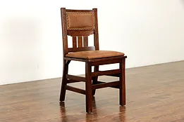 Art & Crafts Mission Oak Antique Craftsman Leather Chair, Phoenix #36474