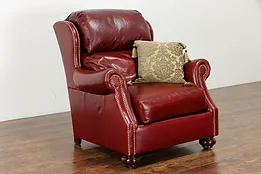 Stickley Vintage Leather Chair, Brass Nail Head Trim #36635