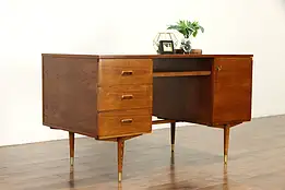 Midcentury Modern 1960 Vintage Teak Scandinavian Office Desk #35591