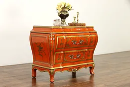 Chinese Design Lacquered Hand Painted Bombe Vintage Chest, Karges #35963