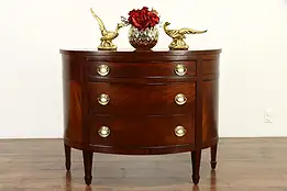 Demilune Half Round Vintage Mahogany Hall Console Cabinet, Lammert #36065