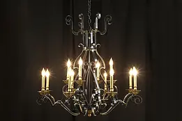Wrought Iron & Brass 12 Candle Vintage Chandelier #36490